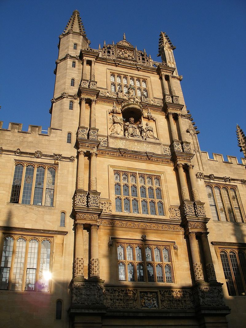 The exterior of the Old Bodleian Library at Oxford—the central library complex serving Oxford's Faculty of Theology and Religion and its M.St. and M.Phil. candidates