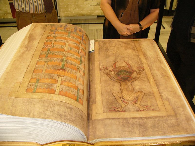 The Codex Gigas (13th century), the largest extant medieval manuscript, displayed open in facsimile