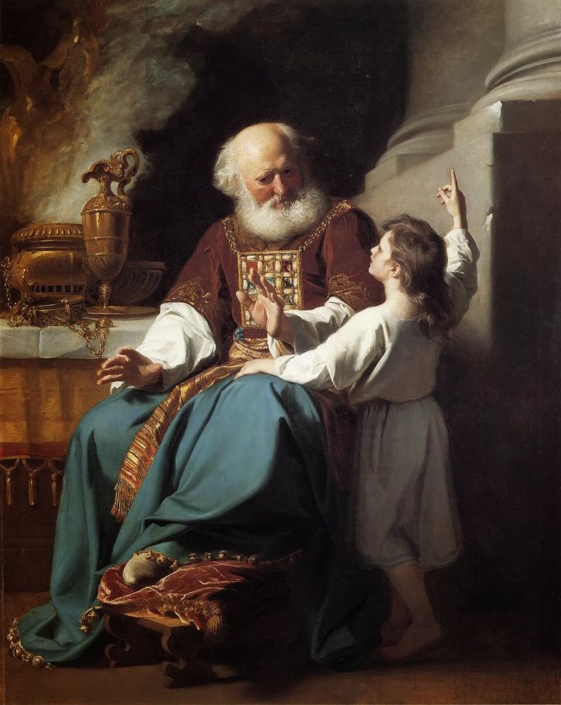 John Singleton Copley, 'Samuel Relating to Eli the Judgements of God upon Eli's House' (1780)—the boy Samuel delivers to the aged Eli the oracle of 1 Samuel 3, the direct sequel to the hardening announced in 1 Samuel 2:25.
