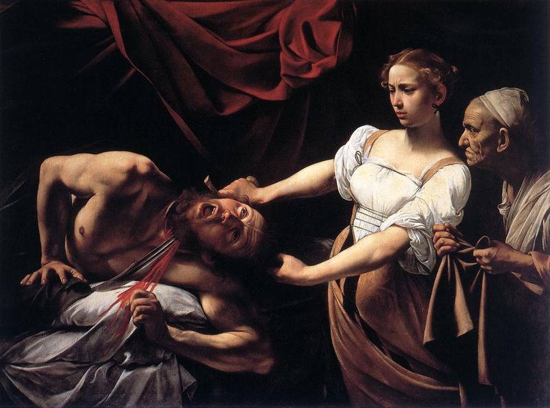 Caravaggio, Judith Beheading Holofernes (c. 1599), Galleria Nazionale d'Arte Antica, Rome — depicting the climactic scene of the deuterocanonical Book of Judith