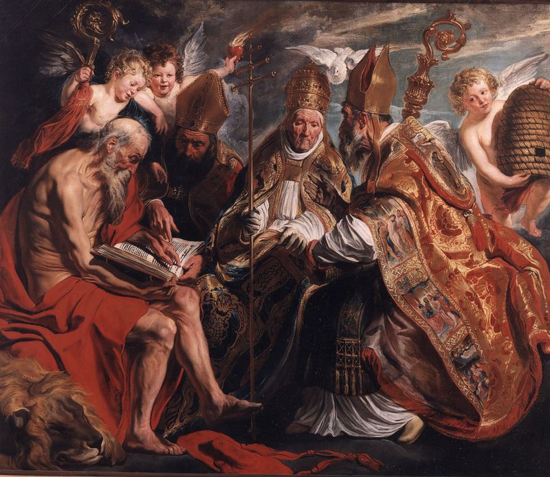 The Four Latin Church Fathers—Augustine, Ambrose, Jerome, and Gregory the Great—painted by Jacob Jordaens