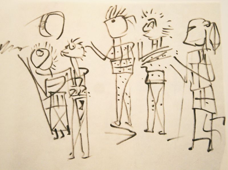 Drawings from Pithos B at Kuntillet Ajrud (c. 800 BC), an Israelite site in the Sinai whose inscriptions pair YHWH with the goddess Asherah. Illustration after Meshel (2012). CC BY-SA 4.0, via Wikimedia Commons.