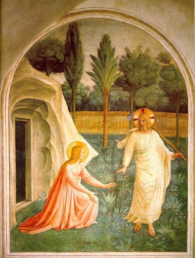 Noli Me Tangere by Fra Angelico (c. 1440-1442), depicting the risen Christ appearing to Mary Magdalene in the garden