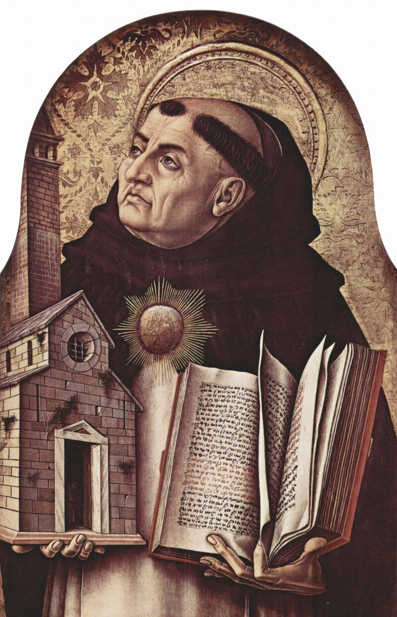 Carlo Crivelli, Saint Thomas Aquinas (c. 1476), from the Demidoff Altarpiece. National Gallery, London.