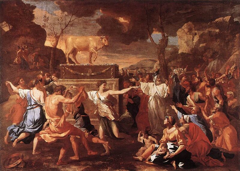 Nicolas Poussin, The Adoration of the Golden Calf (1633–1634). National Gallery, London.
