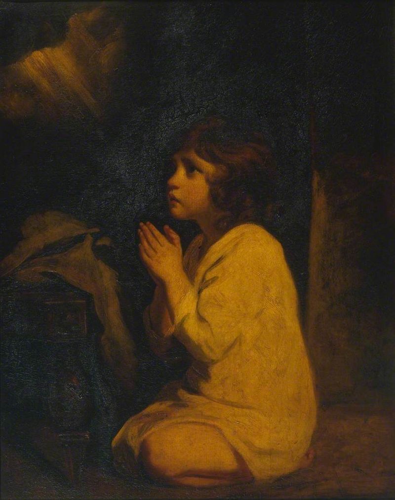 Sir Joshua Reynolds, 'The Infant Samuel' (c. 1776)—the boy Samuel on his knees in prayer, eyes lifted, in the posture of listening that defines his call in 1 Samuel 3:9–10.