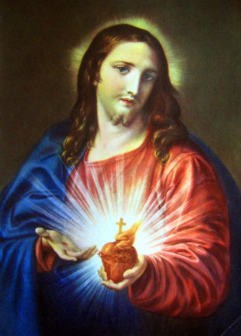 Pompeo Batoni's Sacred Heart of Jesus depicting Christ holding his flaming heart
