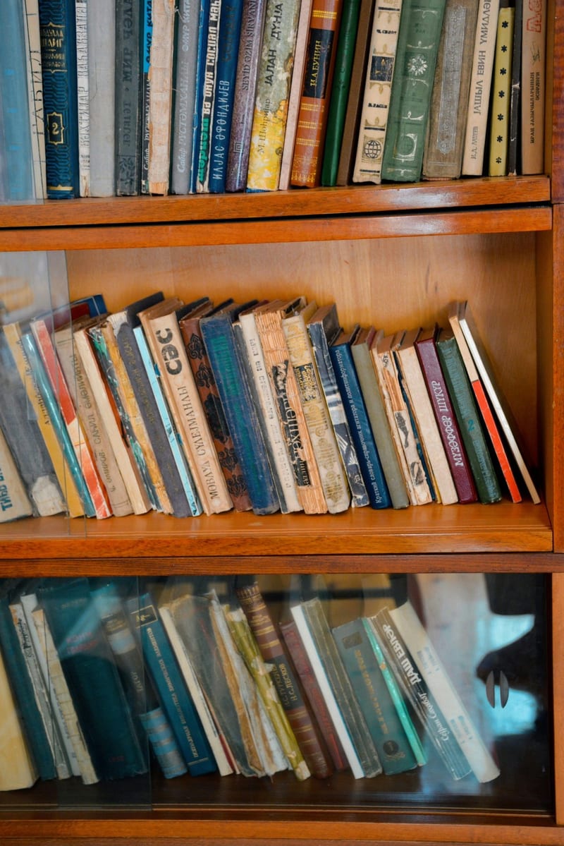 Rows of aged theological volumes on a bookshelf, representing the centuries of Catholic scholarship on biblical interpretation