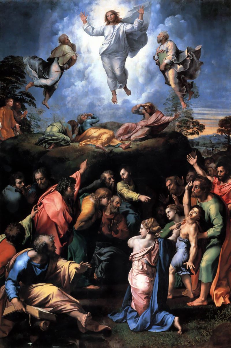 Raphael's Transfiguration, depicting Christ in glory above the disciples on Mount Tabor