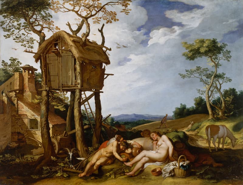 Abraham Bloemaert, 'The Parable of the Wheat and the Tares' (1624)—laborers sleeping in the foreground as an enemy sows weeds among the wheat in the moonlit field behind them.