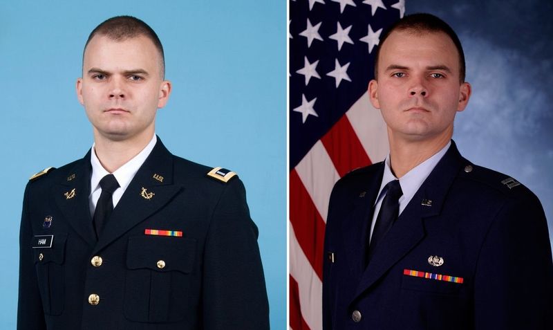 The author as an Army JAG officer in the Arkansas Army National Guard (left) and during active duty service as an Air Force JAG officer (right).